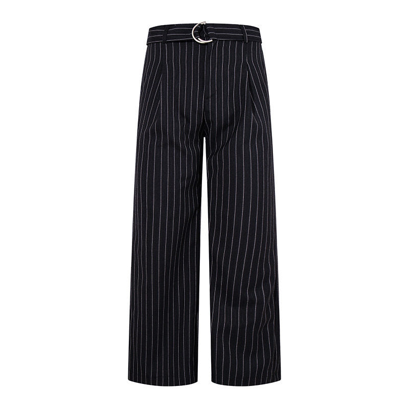 Damen Weite Leinen-Mix Culotte-Hose mit Hochbund und D-Ring-Gürtel Echoarchiv