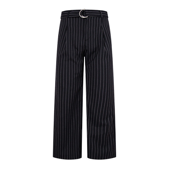 Damen Weite Leinen-Mix Culotte-Hose mit Hochbund und D-Ring-Gürtel Echoarchiv