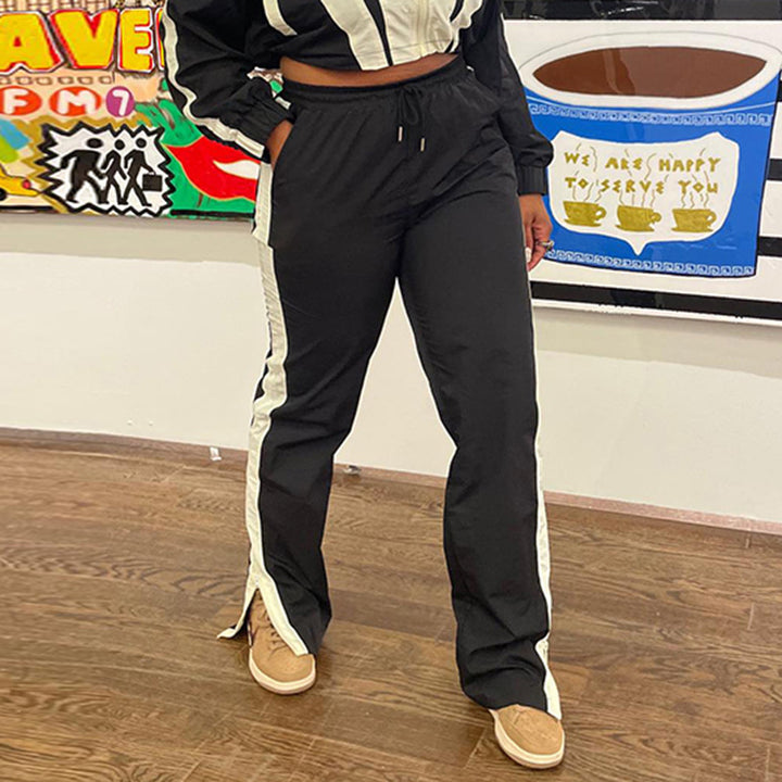 Damen nan kurz geschnittene sportliche Cropped-Bomberjacke mit durchgehendem Reißverschluss und tailliertem Kordelzug Echo Archiv
