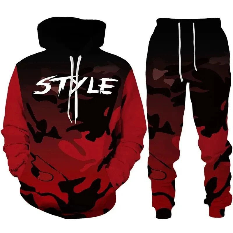 Herren Stylisches Kapuzensweatshirt und Jogginghose Set Echoarchiv