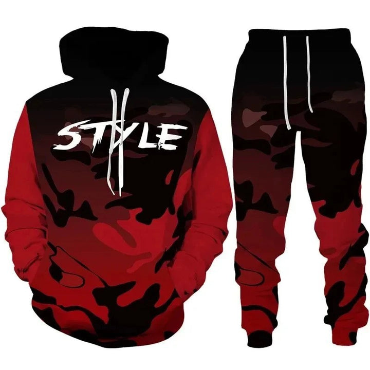 Herren Stylisches Kapuzensweatshirt und Jogginghose Set Echoarchiv