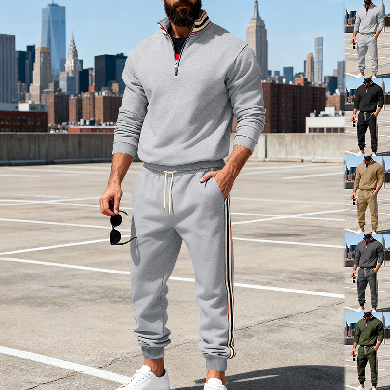 Herren nan stylisches Jogginganzug-Set mit Halbzip, gestreiften Seitenstreifen und konischer Joggerhose Echo Archiv