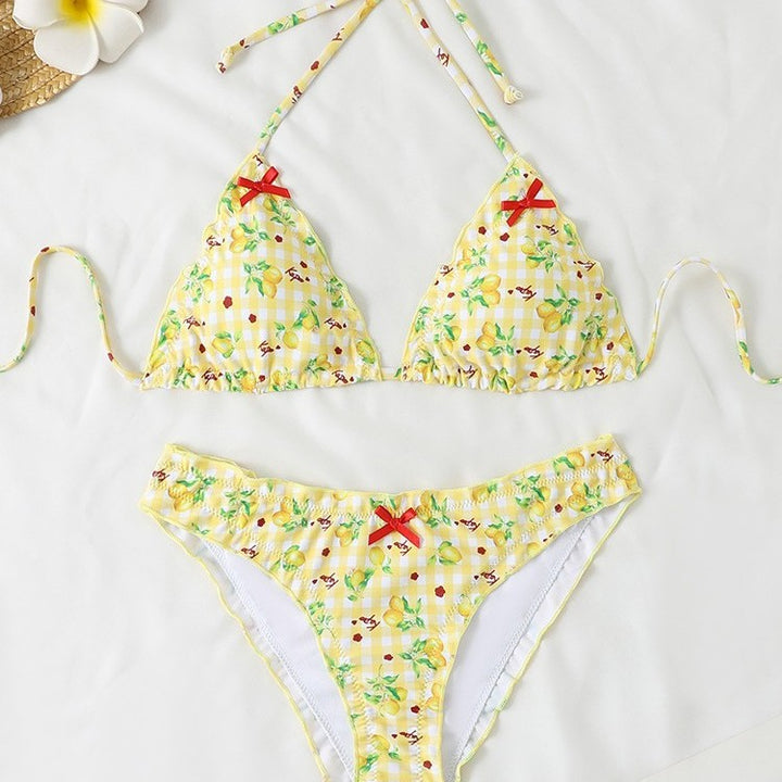 Damen Triangel-Bikini mit floralem Muster und Rüschendetails Echo Archiv