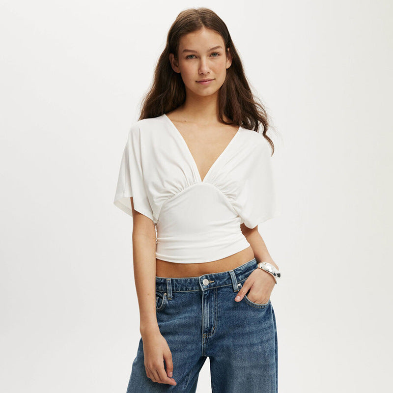 Damen elegantes Oberteil mit lässigem Schnitt und modischem V-Ausschnitt Echo Archiv