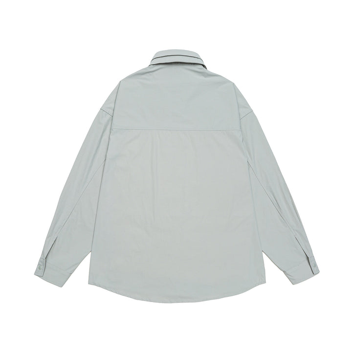 Unisex Oversize Hemdjacke mit Druckknopf‑Front und aufgesetzter Brusttasche Echoarchiv