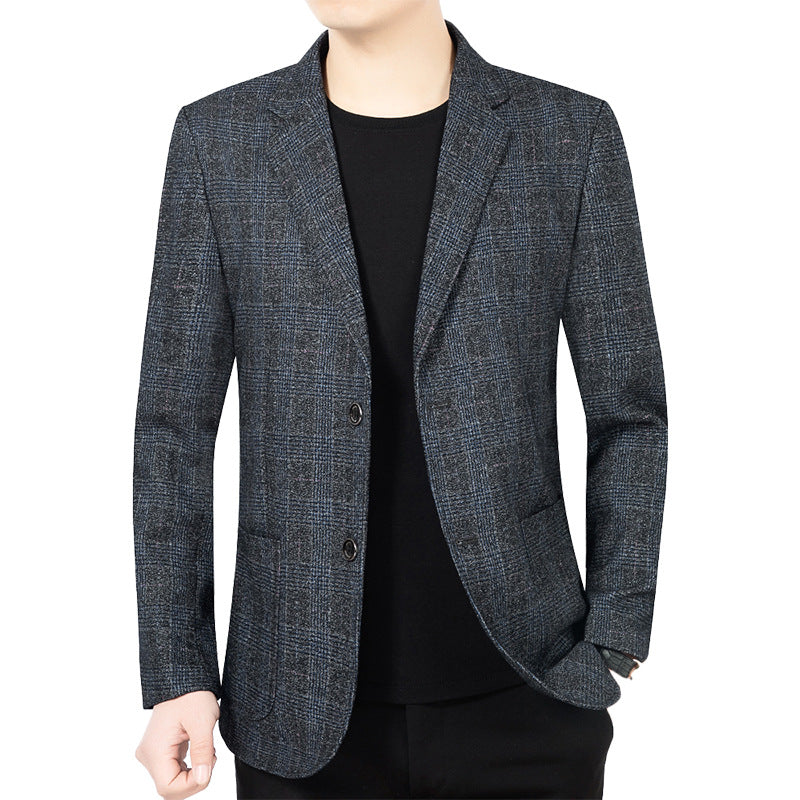 Herren Glencheck-Sakko Slim Fit aus Wollmischung mit dezentem Overcheck – Tianoro