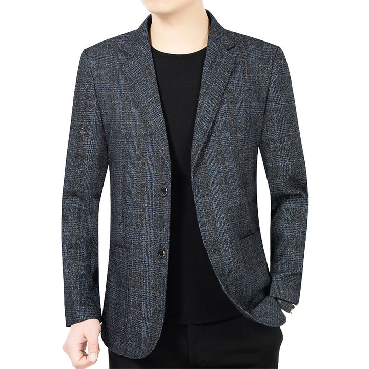 Herren Glencheck-Sakko Slim Fit aus Wollmischung mit dezentem Overcheck – Tianoro