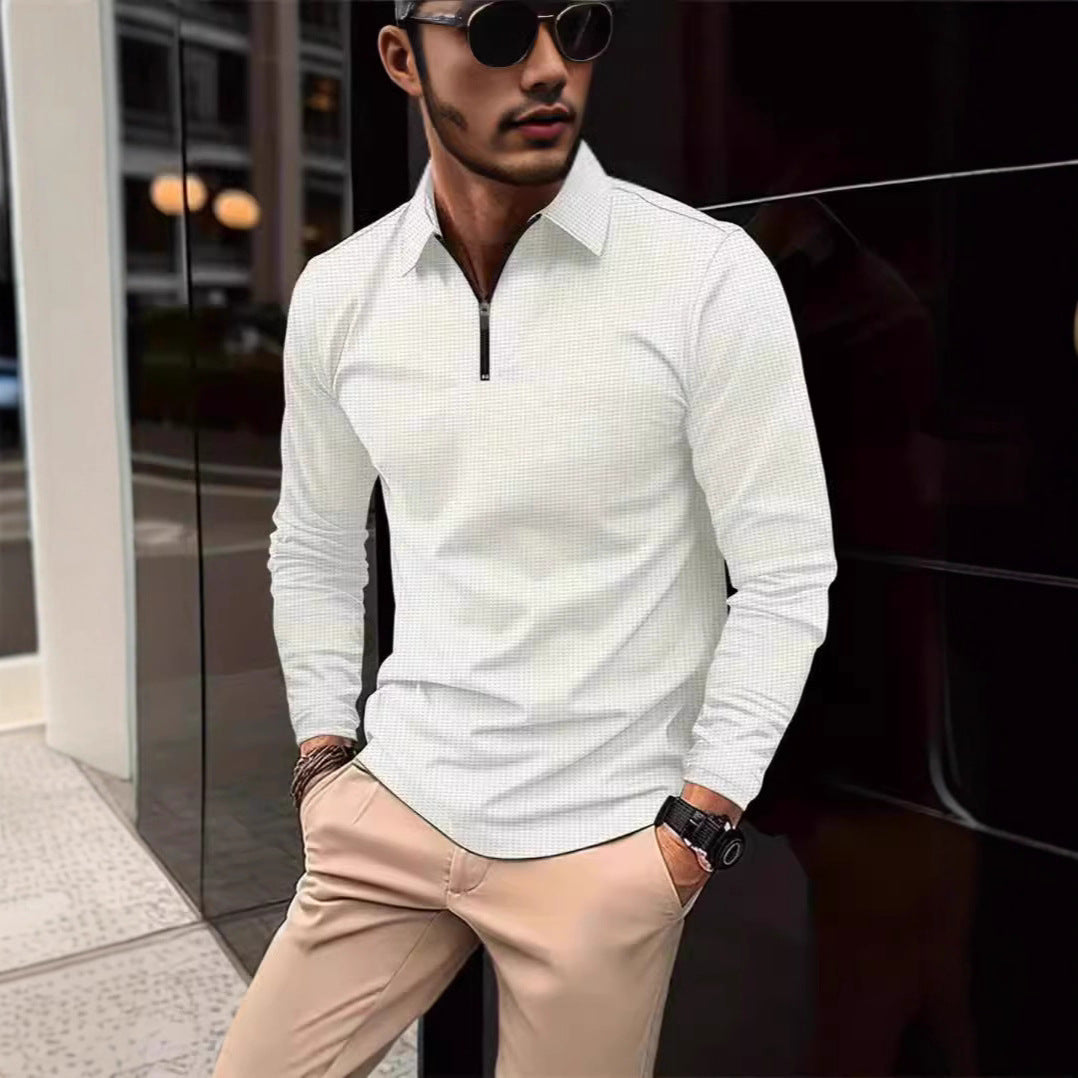 Herren Langarmshirt mit modernem Stehkragen und stylischem Reißverschluss Echoarchiv