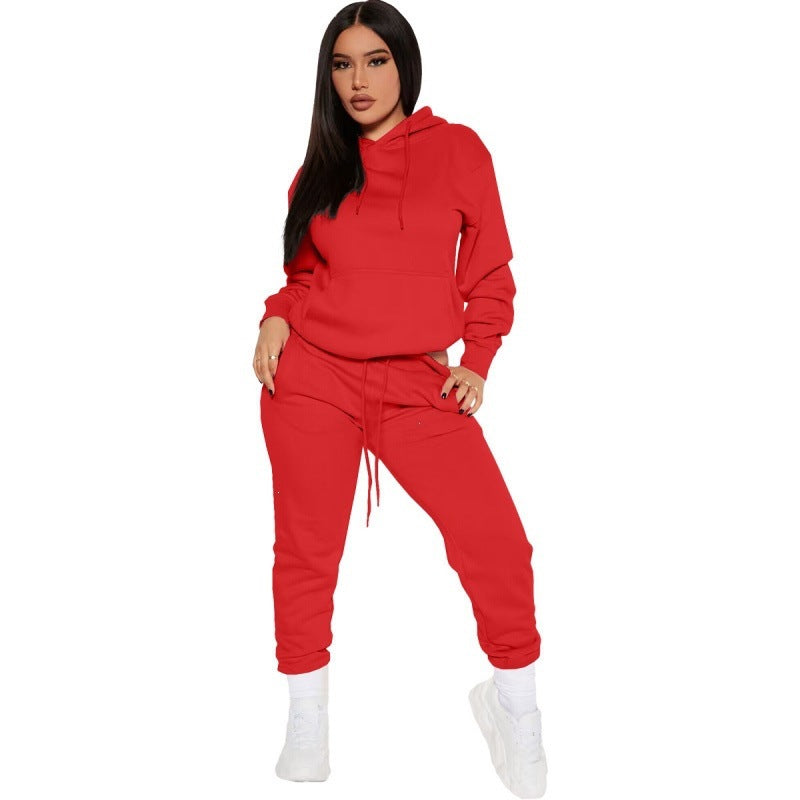 Damen zweiteiliges Lounge-Set mit Kapuzenpullover und High-Waist Jogginghose aus weichem French Terry – Avérine