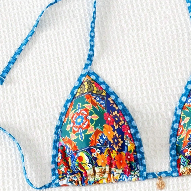 Damen Triangel-Bikini mit floralem Design und verstellbaren Bändern Echo Archiv