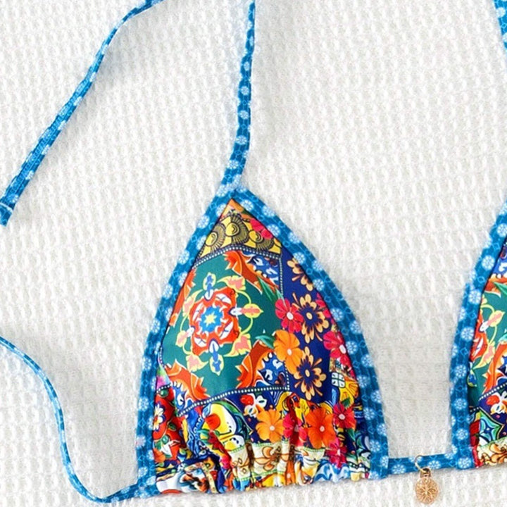 Damen Triangel-Bikini mit floralem Design und verstellbaren Bändern Echo Archiv