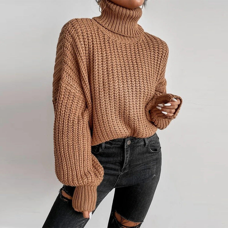 Damen nan grober Rollkragenpullover mit Oversize-Ärmeln und gerippten Bündchen Echo Archiv