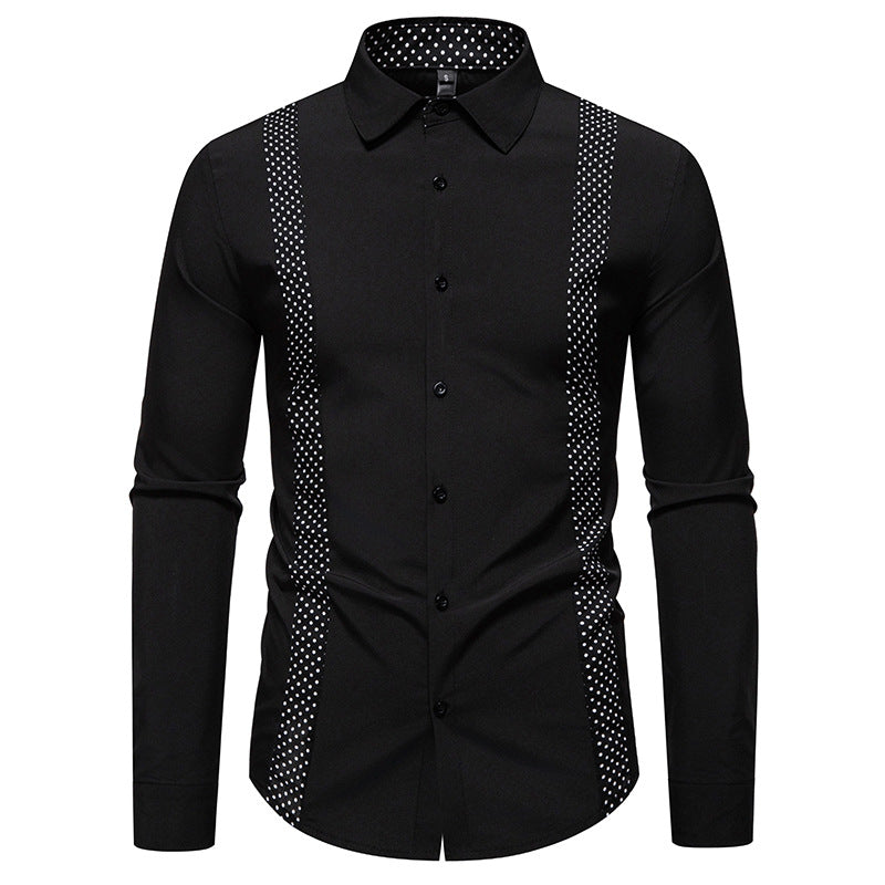 Herren Figurbetontes Hemd mit kontrastierenden Polka‑Dot Seiteneinsätzen und Kentkragen Echo Archiv