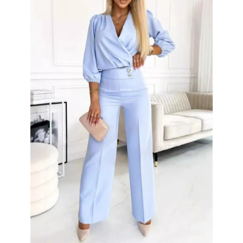Damen elegantes Jumpsuit mit weiten Beinen Echoarchiv