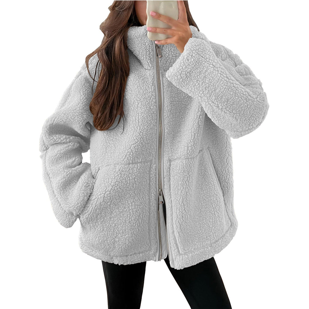 Damen Kuschelige Teddy-Jacke mit Reißverschluss Echoarchiv