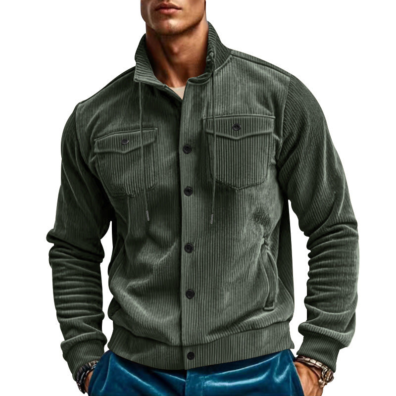 Herren lässige Kordjacke mit praktischen Taschen und modischen Details Echoarchiv