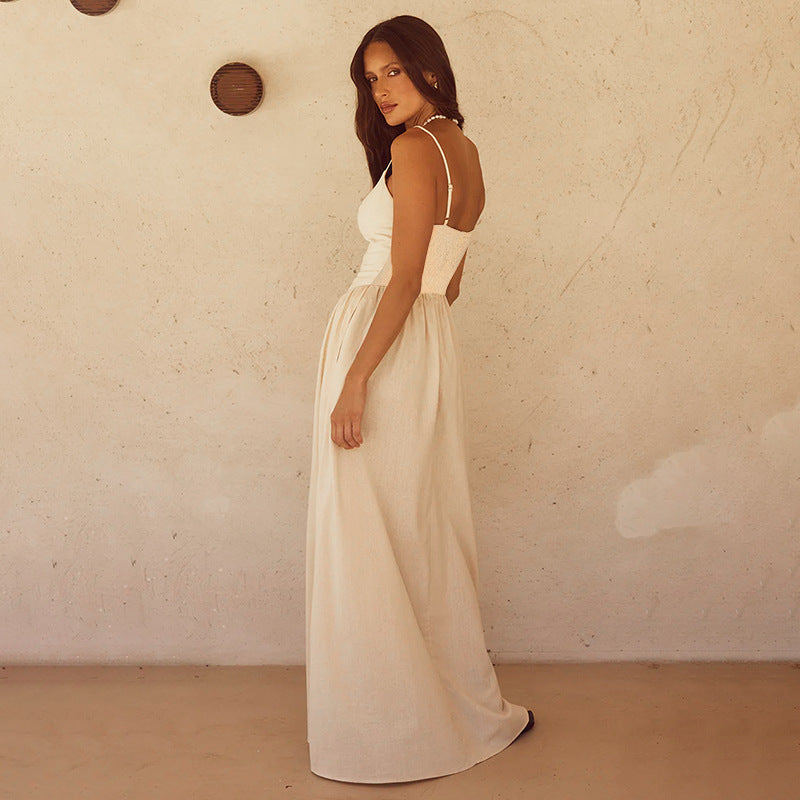 Damen Maxi-Kleid mit elegantem V-Ausschnitt und fließendem Rock Echo Archiv