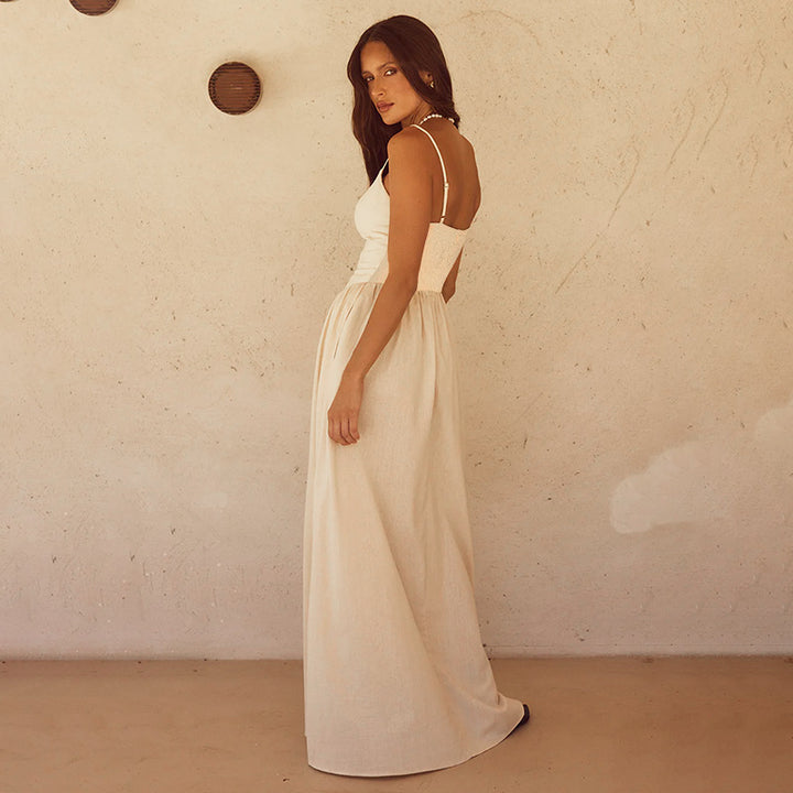 Damen Maxi-Kleid mit elegantem V-Ausschnitt und fließendem Rock Echo Archiv