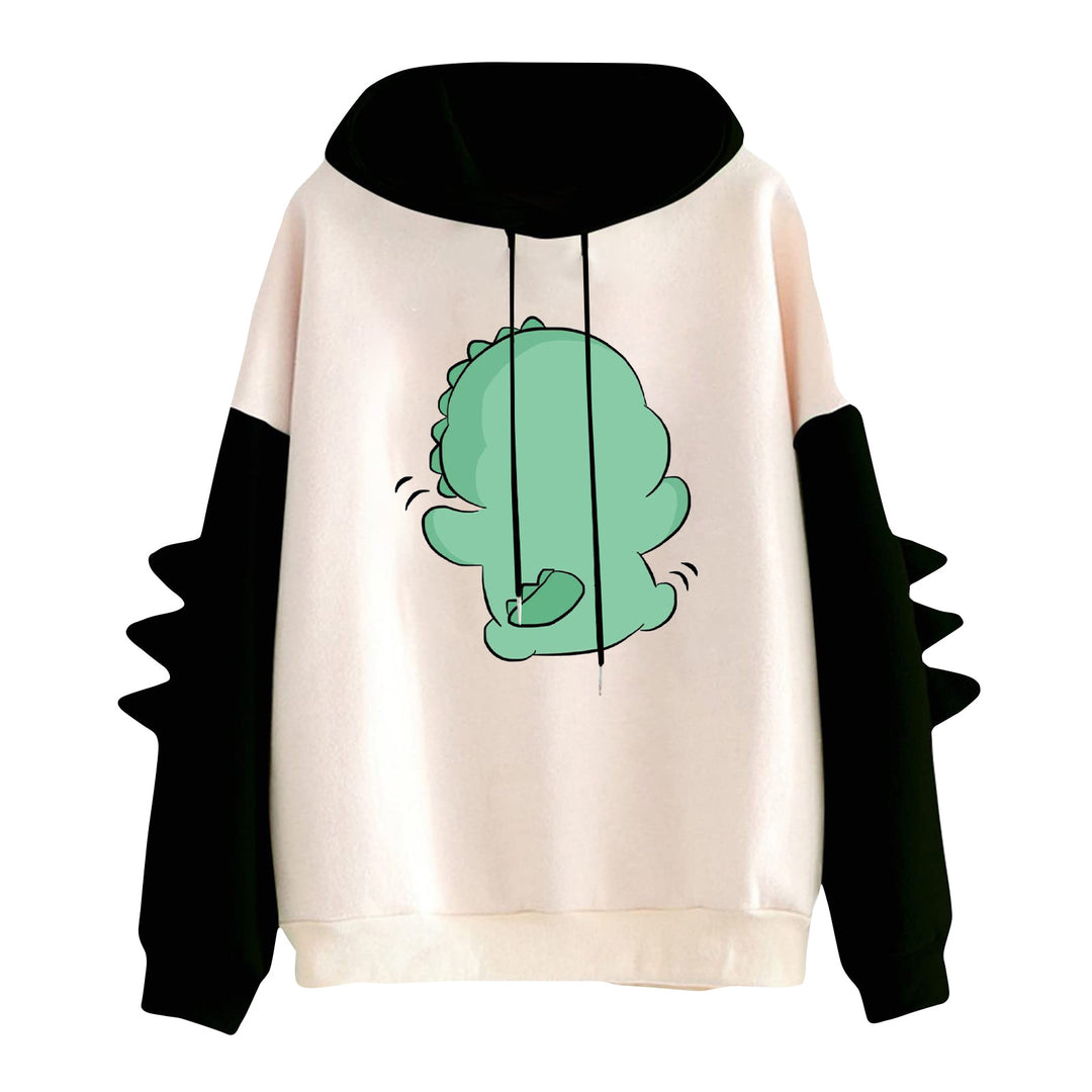 Damen Kapuzenpullover mit niedlichem Dinosaurierprint und dreidimensionalen Stacheln – Auréline