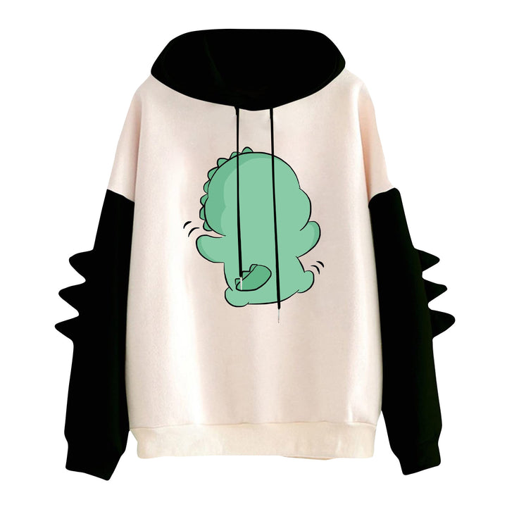 Damen Kapuzenpullover mit niedlichem Dinosaurierprint und dreidimensionalen Stacheln – Auréline