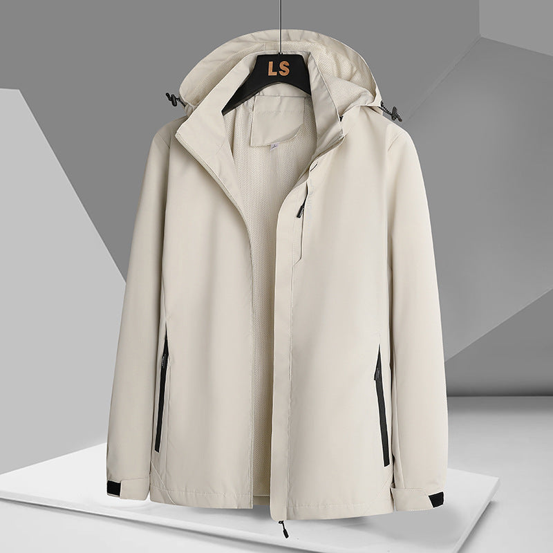Herren sportliche Übergangsjacke mit verstellbarer Kapuze und wasserabweisendem Material Echoarchiv