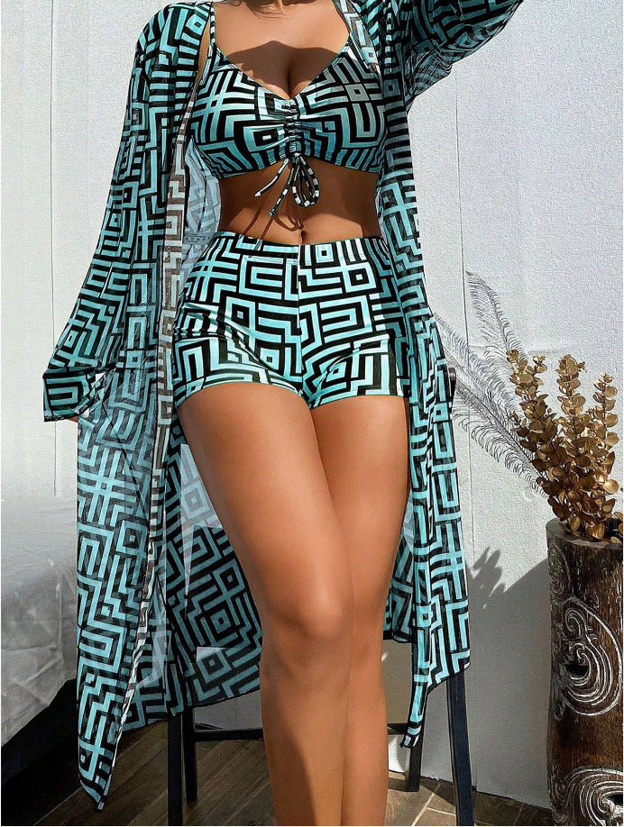 Damen Bunte Bikini- und Kaftan-Kombination Echo Archiv