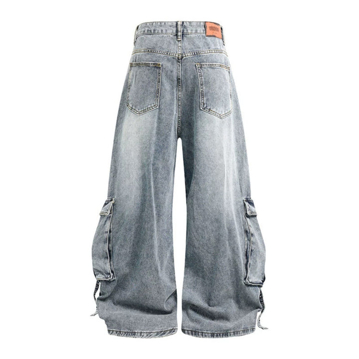 Damen weite Denim-Cargo-Culottehose mit hoher Taille und Multifunktionstaschen Echoarchiv
