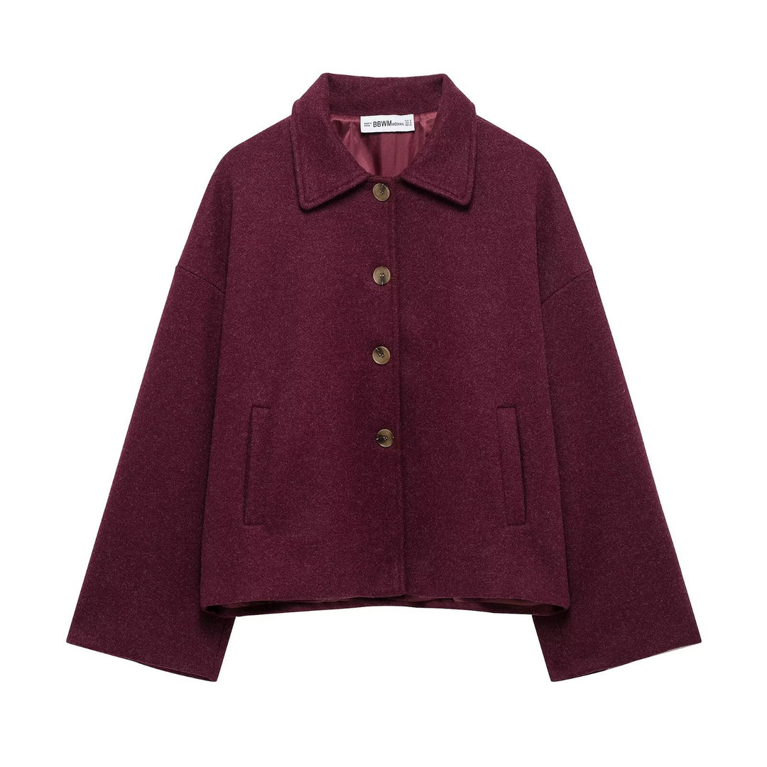 Damen nan kurze kastige Wolljacke mit Hemdkragen, durchgehender Knopfleiste und eingesetzten Eingrifftaschen Echo Archiv
