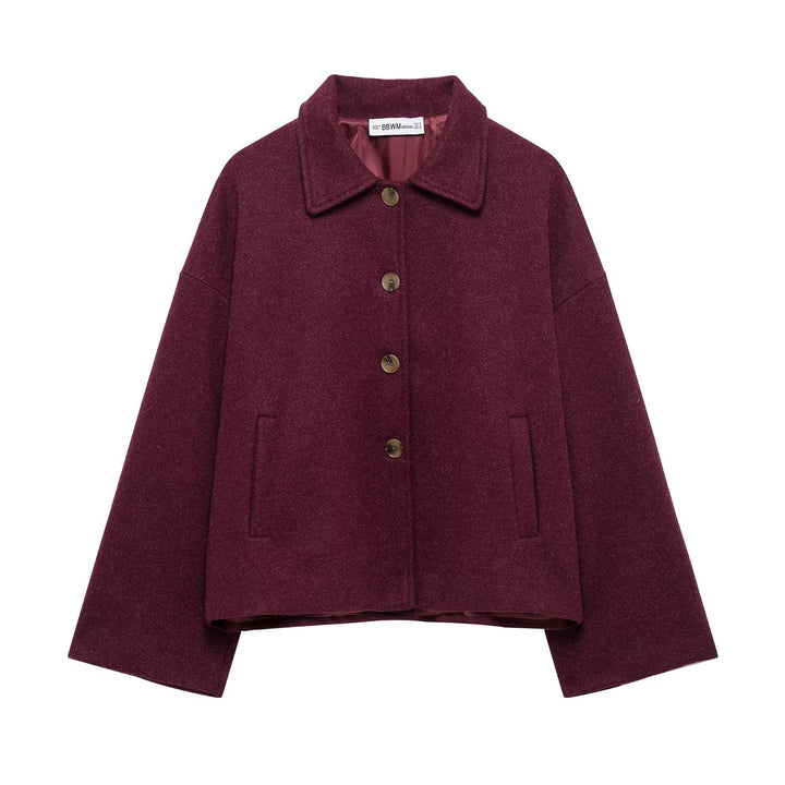 Damen nan kurze kastige Wolljacke mit Hemdkragen, durchgehender Knopfleiste und eingesetzten Eingrifftaschen Echo Archiv