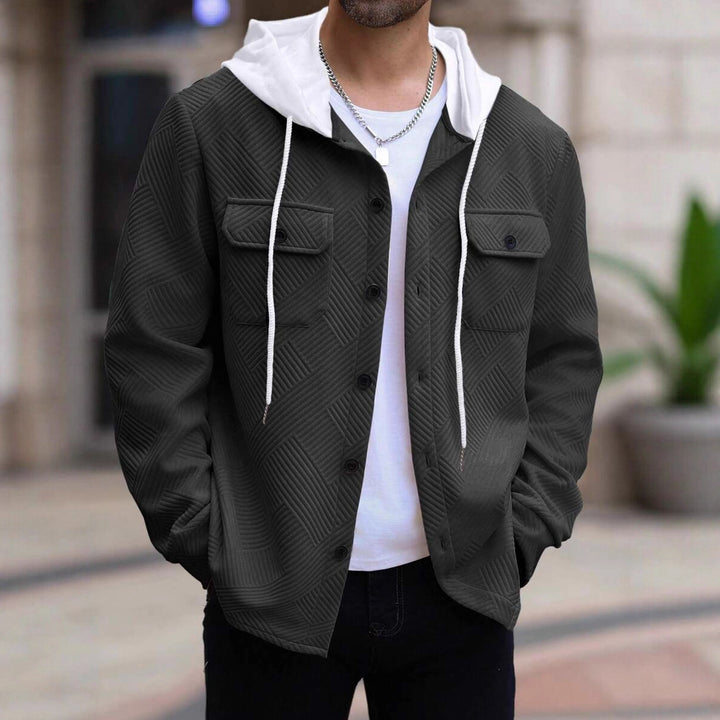 Herren lässige Utility-Jacke mit Kapuze und strukturiertem Muster Echoarchiv