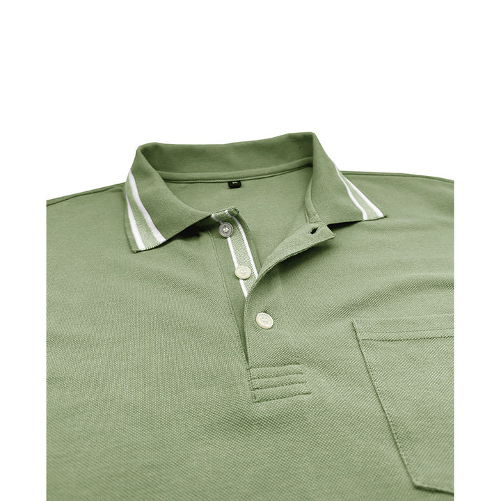 Herren Langarm-Polohemd mit strukturiertem Kragen und eleganten Knopfdetails Echoarchiv