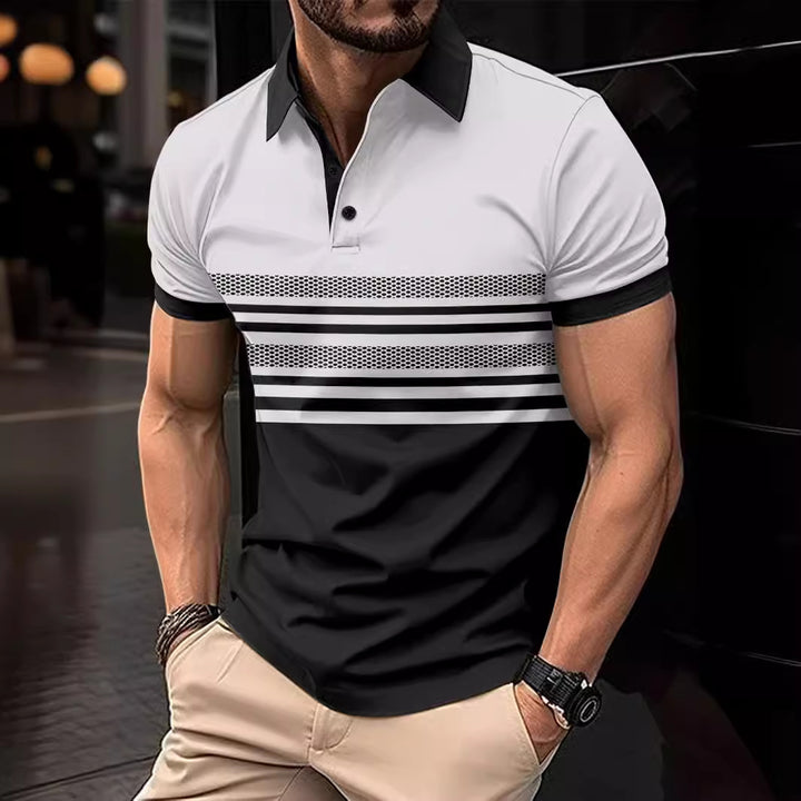 Herren Kurzarm Poloshirt mit innovativem Streifenmuster Echoarchiv