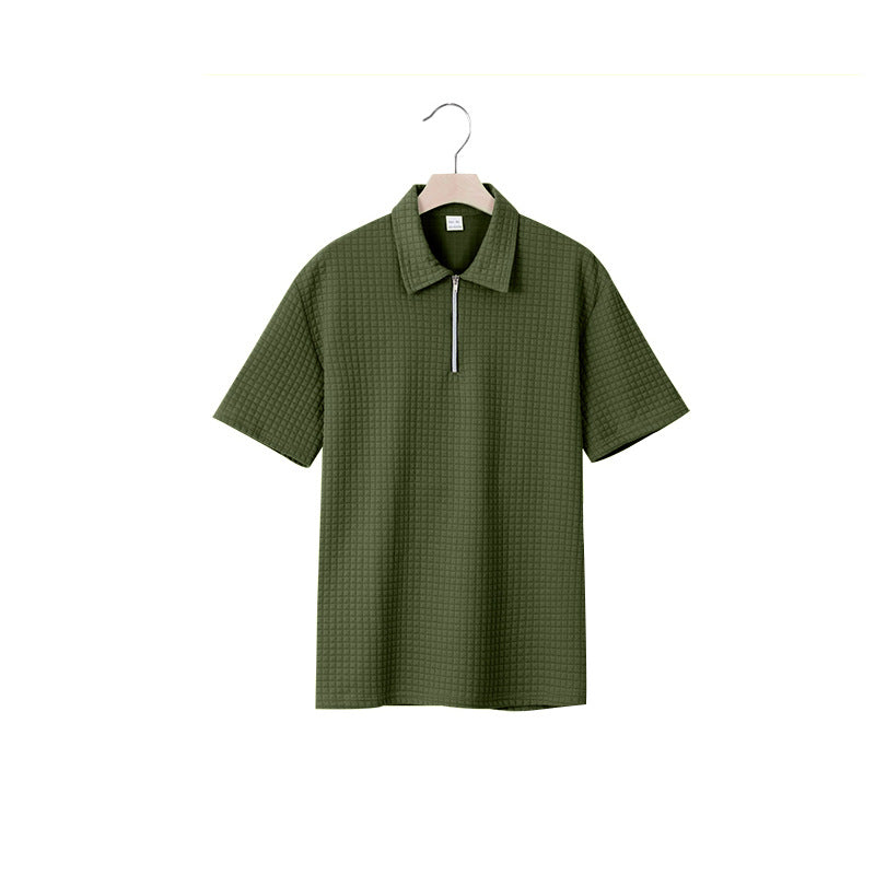 Herren Kurzarm Polo-Shirt mit strukturiertem Design und Reißverschluss Echoarchiv