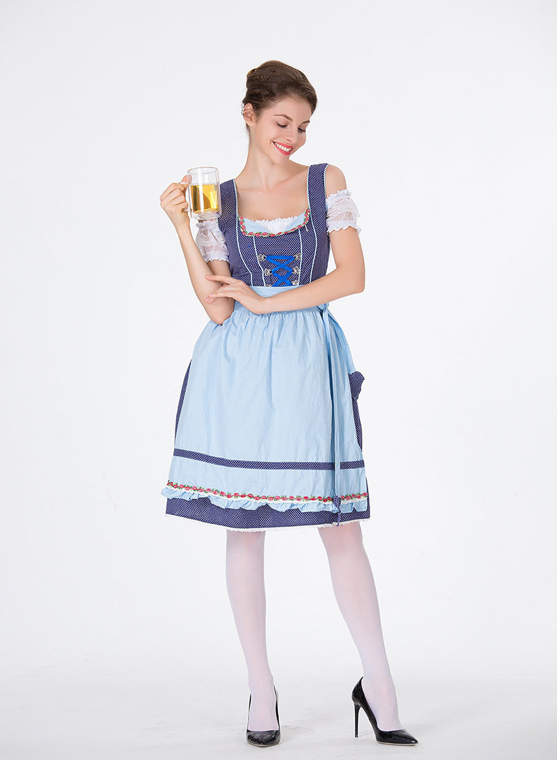 Damen nan traditionelles Dirndl mit Schnürcorsage, knielangem Tellerrock und Schürze Echo Archiv