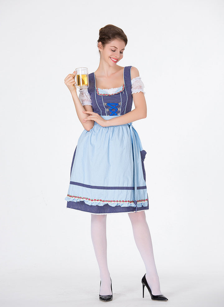 Damen nan traditionelles Dirndl mit Schnürcorsage, knielangem Tellerrock und Schürze Echo Archiv