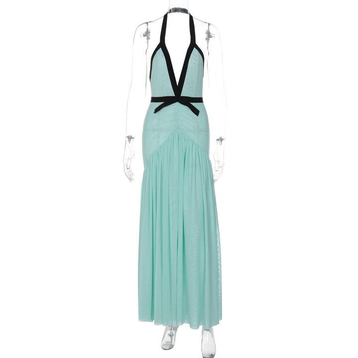 Damen Maxikleid mit tiefem V-Ausschnitt und innovativer Raffung Echo Archiv