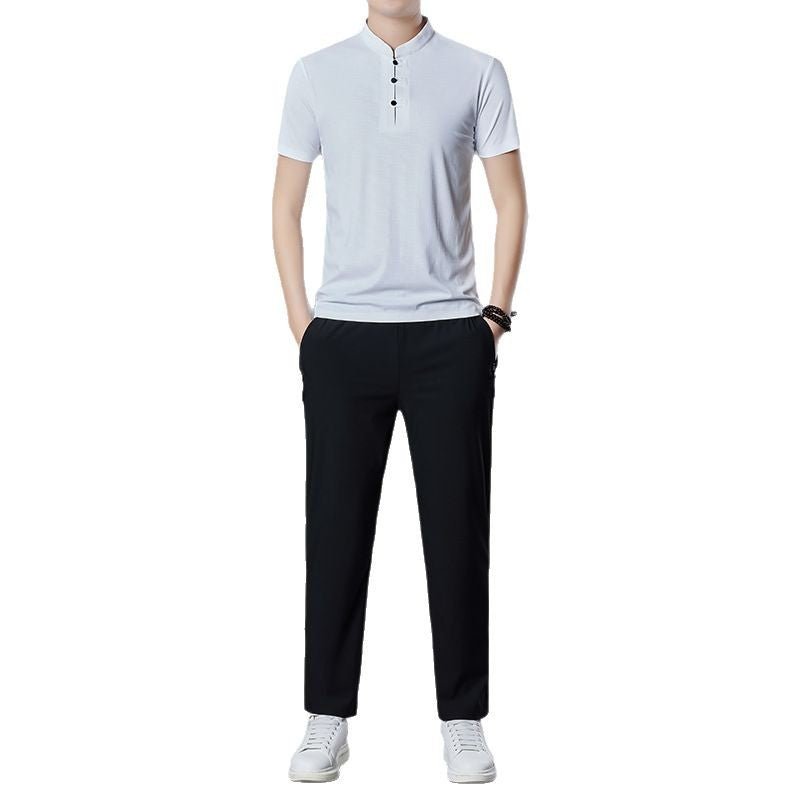 Herren lässiges Polo-Shirt mit Stehkragen und praktischen Seitentaschen Echoarchiv