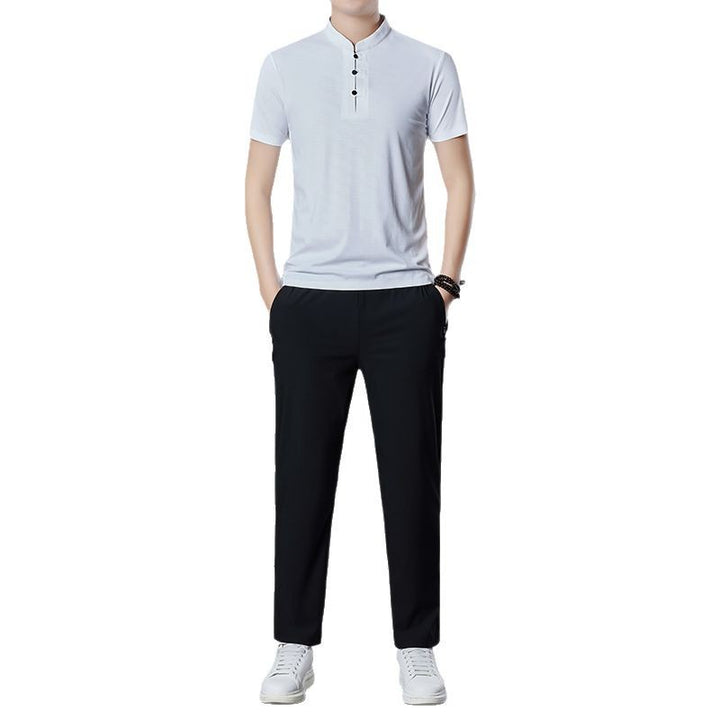 Herren lässiges Polo-Shirt mit Stehkragen und praktischen Seitentaschen Echoarchiv