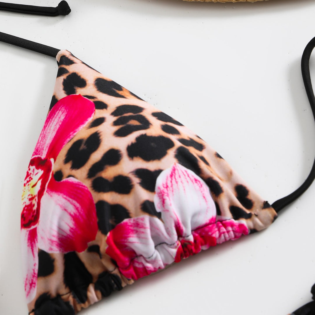 Damen Triangel-Bikini mit floralem und animalischem Druck Echo Archiv