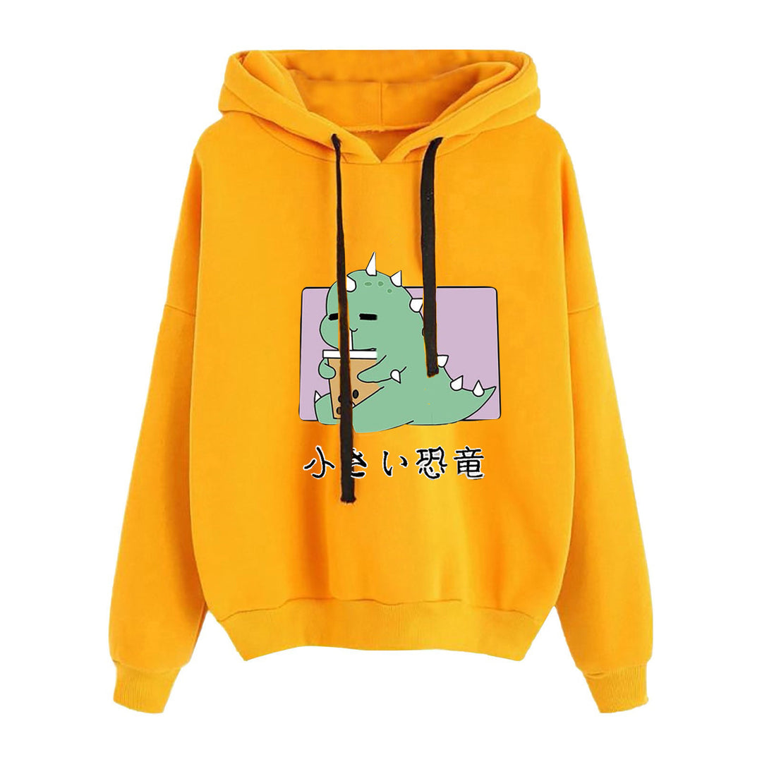 Damen kurz geschnittener Cropped-Kapuzenpullover mit niedlicher Frosch-Illustration und verstellbarer Kapuze – Auréline