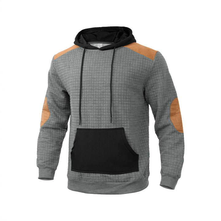 Herren modischer Kapuzenpullover mit strukturiertem Design und Kunstlederakzenten Echoarchiv