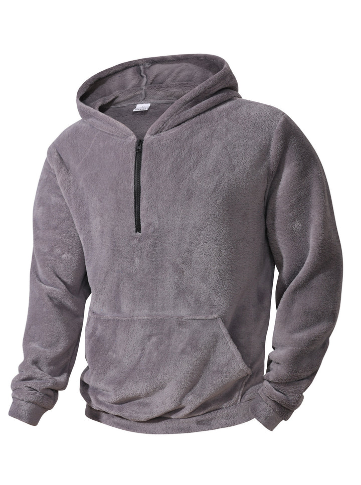 Herren kuscheliger Microfleece-Hoodie mit Halbzip, Kapuze und Kängurutasche – Cavarno
