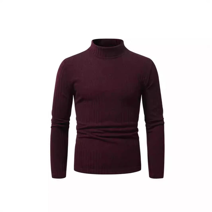 Herren eleganter Rollkragenpullover mit vertikalem Rippstrickdesign Echoarchiv