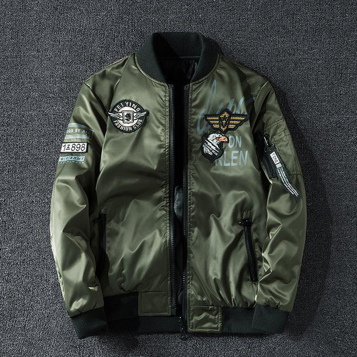 Herren Pilotenbomberjacke im Aviator-Look mit Badge-Applikationen, Ärmeltasche und gerippten Bündchen Echoarchiv