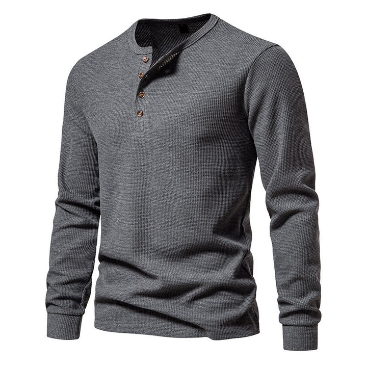 Herren Langarmshirt mit Knopfleiste und strukturiertem Design Echoarchiv