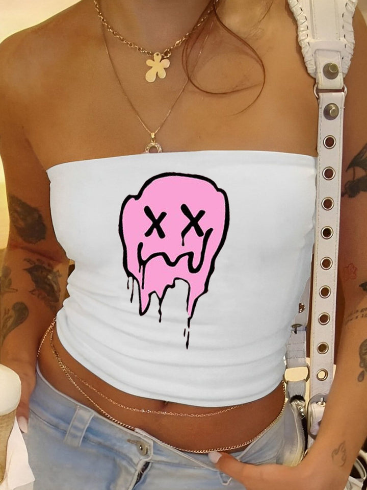 Damen Bandeau-Oberteil mit fruchtigem Motiv und figurbetontem Schnitt Echo Archiv