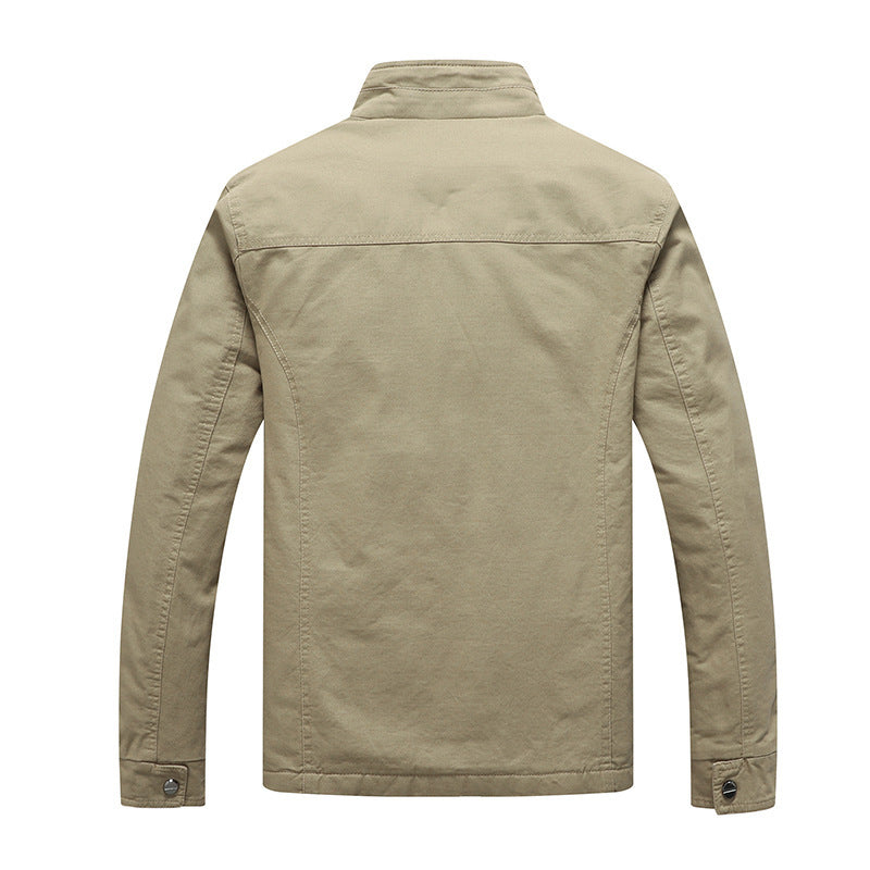 Herren Canvas-Fieldjacke mit Kunstfell-Innenfutter, Utility-Taschen und Stehkragen Echoarchiv