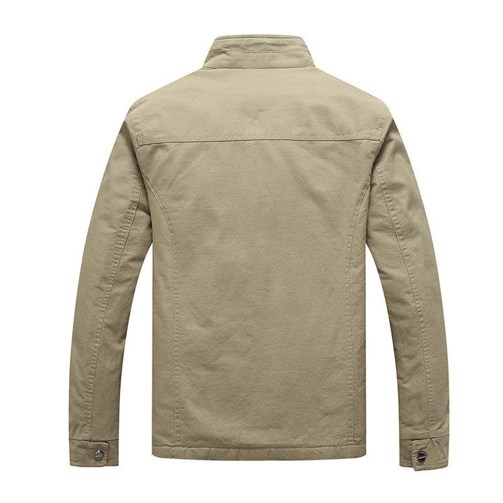 Herren Canvas-Fieldjacke mit Kunstfell-Innenfutter, Utility-Taschen und Stehkragen Echoarchiv