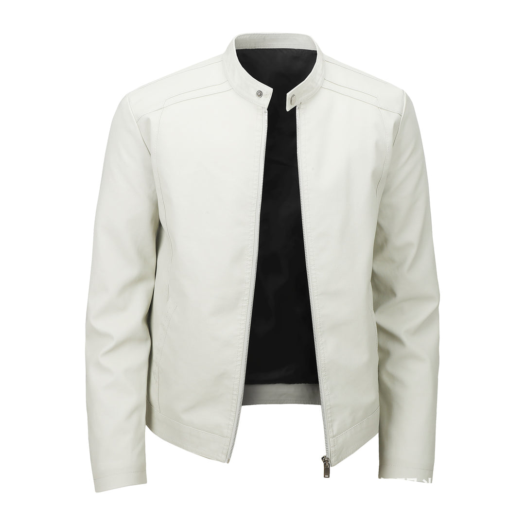 Herren Modische Lederjacke mit Stehkragen und praktischen Reißverschlusstaschen Echo Archiv
