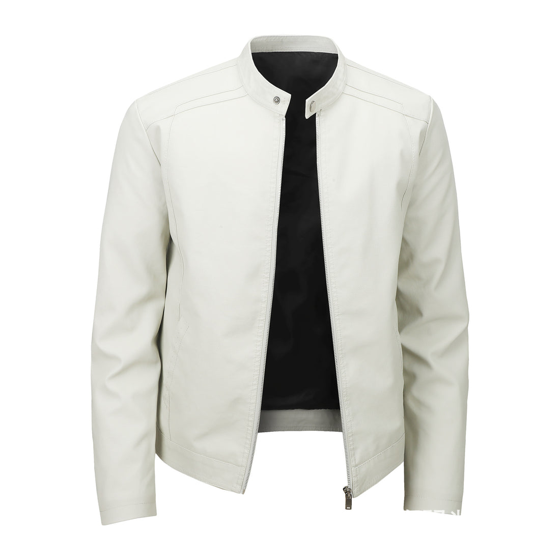 Herren Modische Lederjacke mit Stehkragen und praktischen Reißverschlusstaschen Echo Archiv